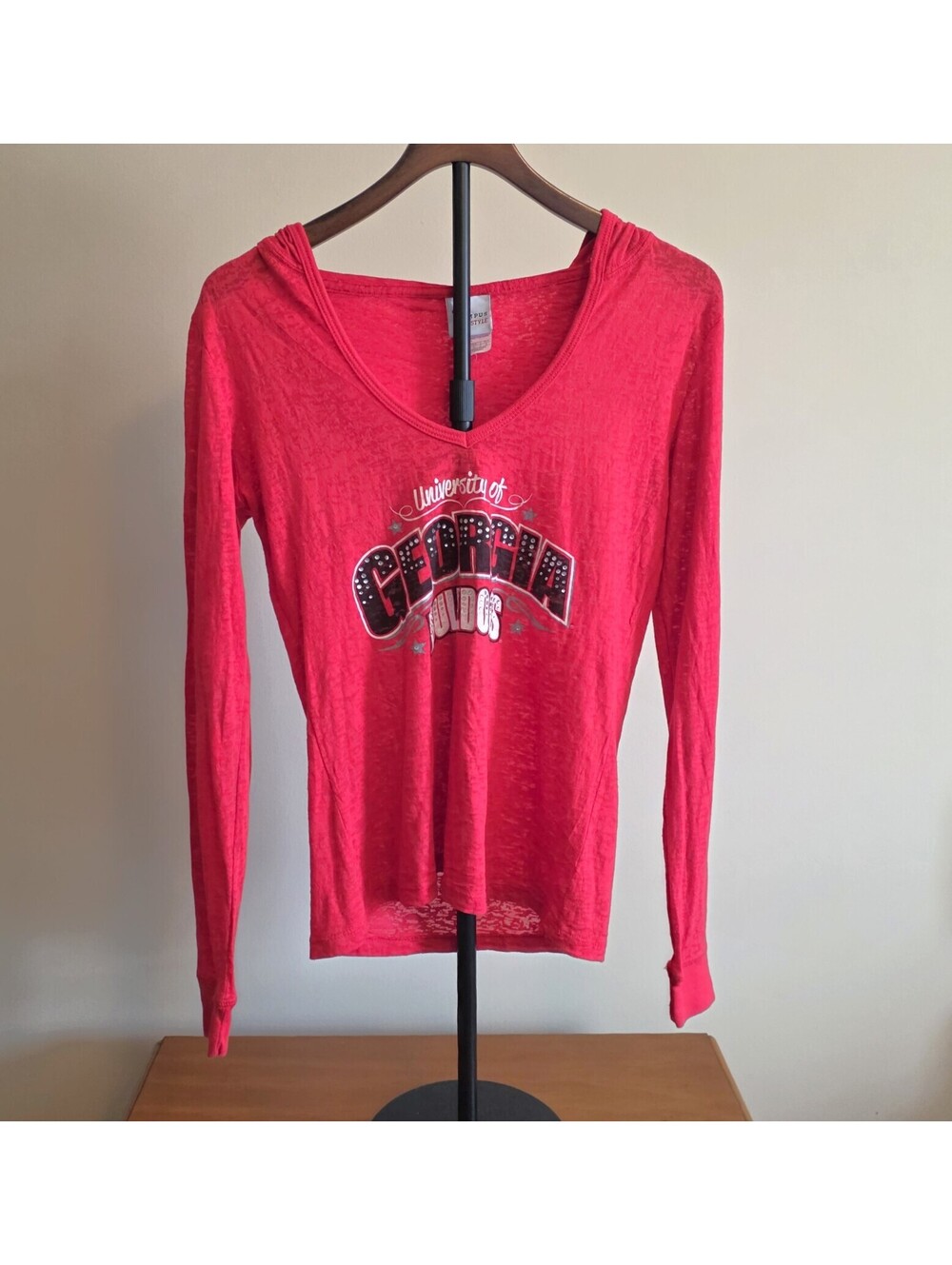 UGA Georgia Bulldog Dawgs Hoodie T-Shirt Women M Long Sleeve